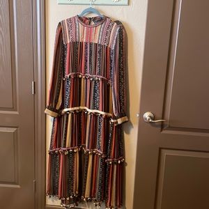 Beautiful zara dress Long sleeve maxi dress with Pom poms